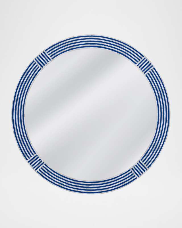 Blue Resin & Bone Wall Mirror, 40" Round